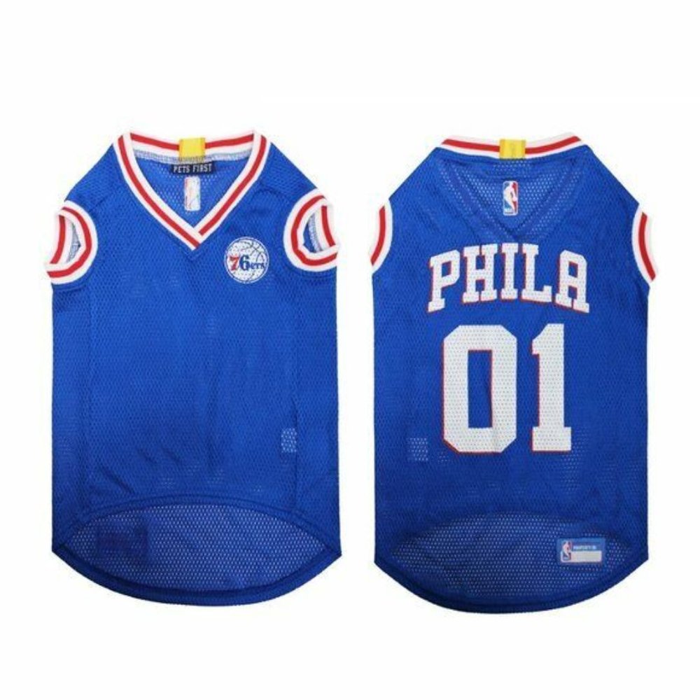 NBA Dog Jersey  76ERS Basketball Phila 01 Blue Mesh Sportswear Size Medium